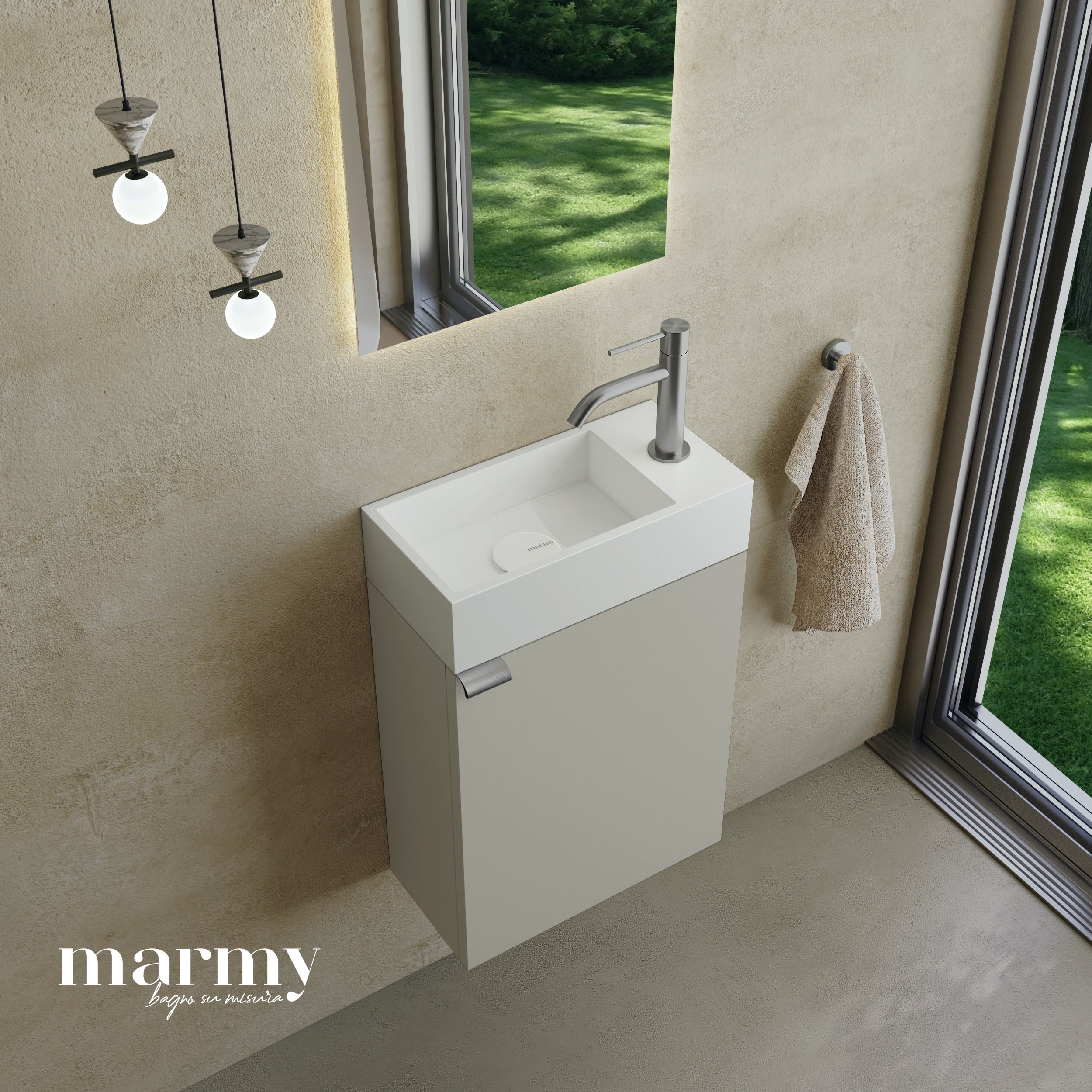 MARMY CODE 36x18x45 JOBBOS függ. alsószekrény, 1 ajtó, laminált (mosdó nélkül) - 20 10 01 04 12 74