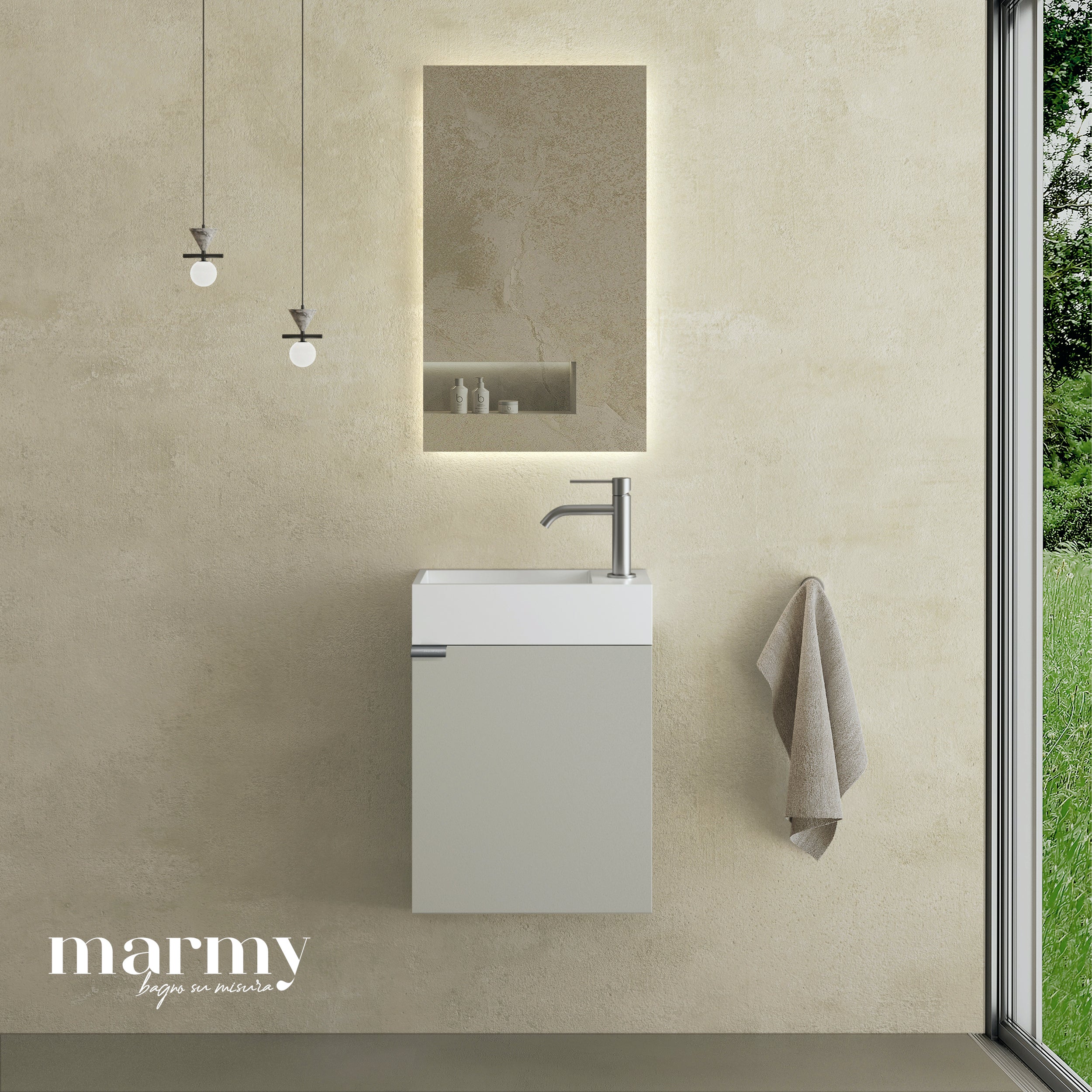 MARMY CODE 36x18x45 JOBBOS függ. alsószekrény, 1 ajtó, laminált (mosdó nélkül) - 20 10 01 04 12 74