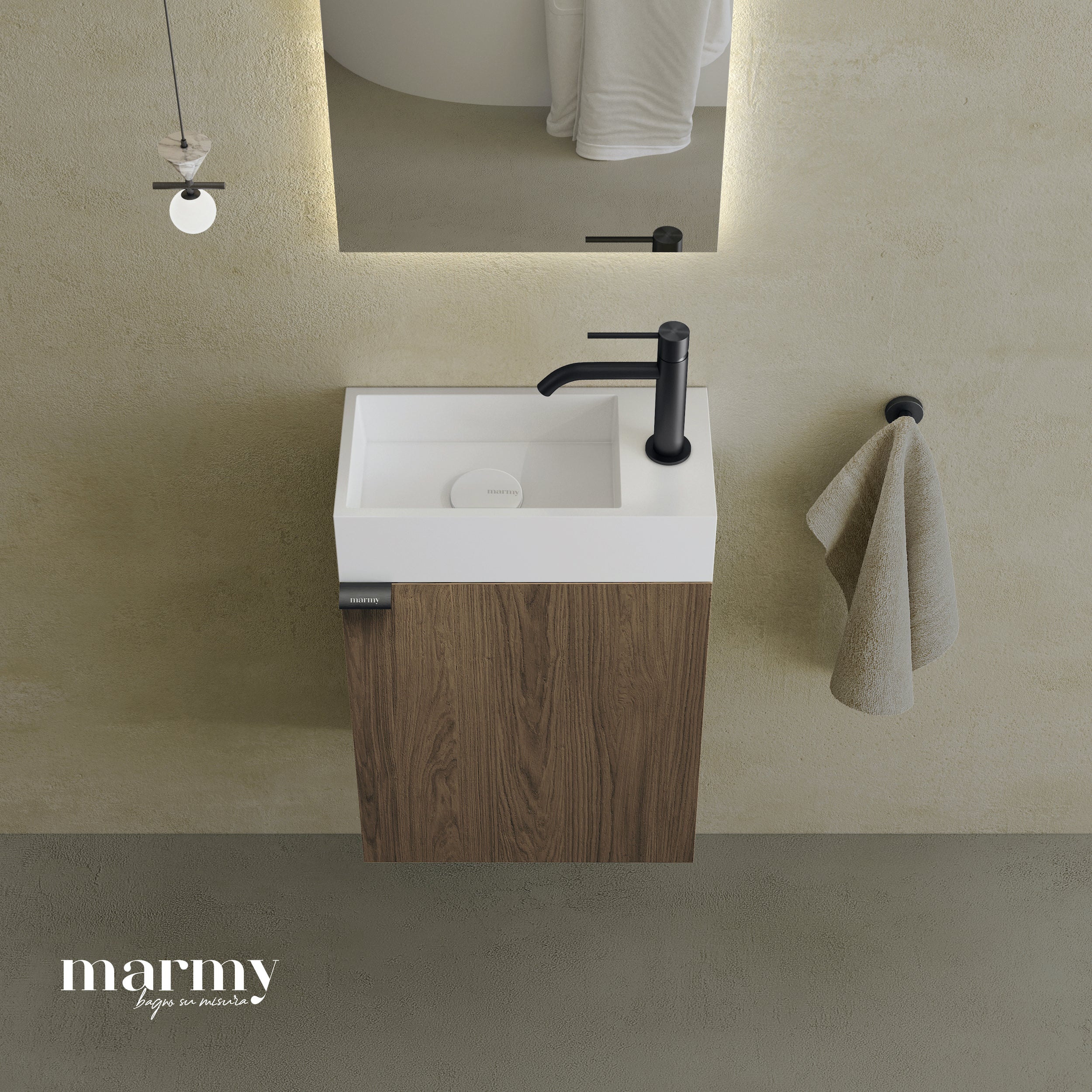 MARMY CODE 36x18x45 JOBBOS függ. alsószekrény, 1 ajtó, laminált (mosdó nélkül) - 20 10 01 04 12 74