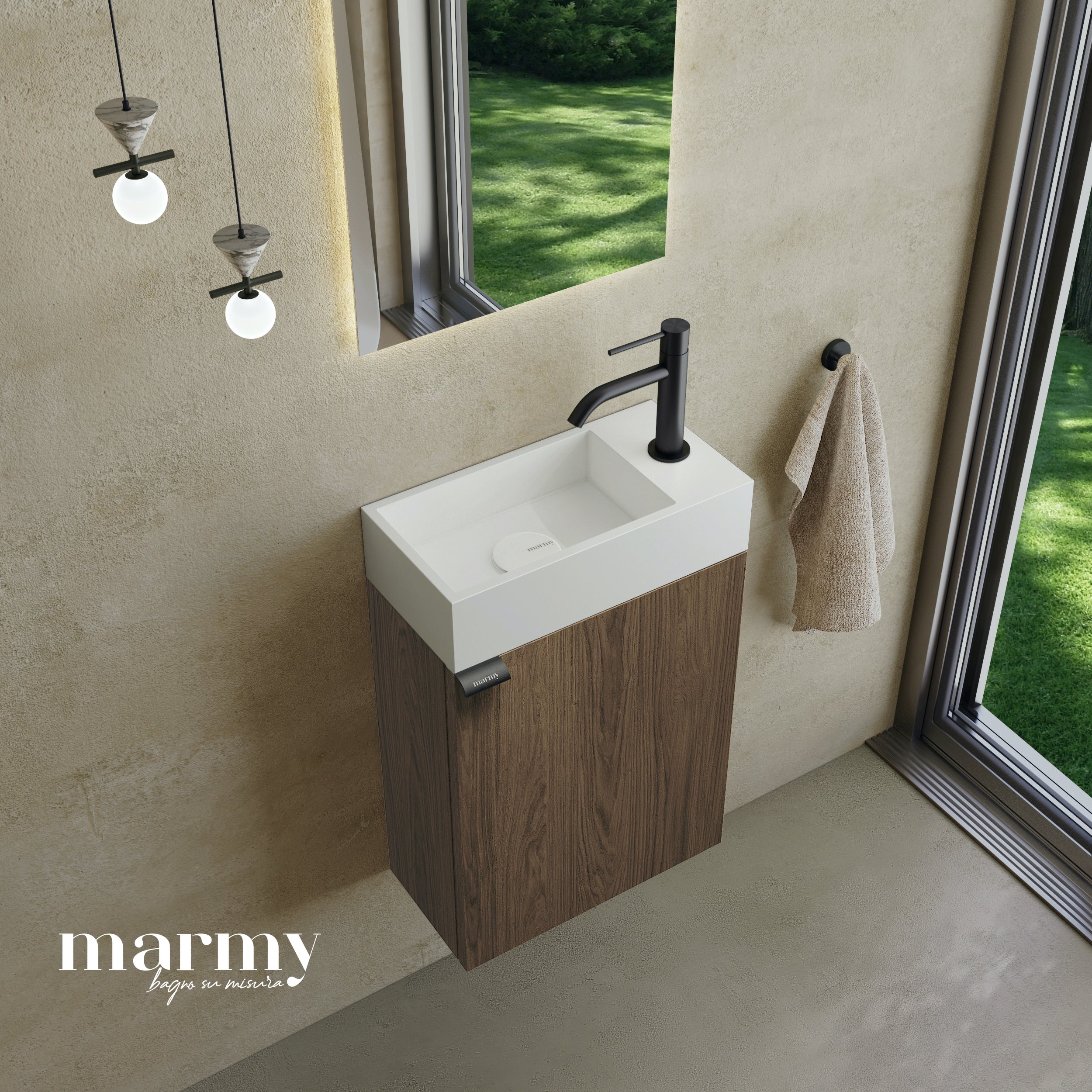 MARMY CODE 36x18x45 JOBBOS függ. alsószekrény, 1 ajtó, laminált (mosdó nélkül) - 20 10 01 04 12 74