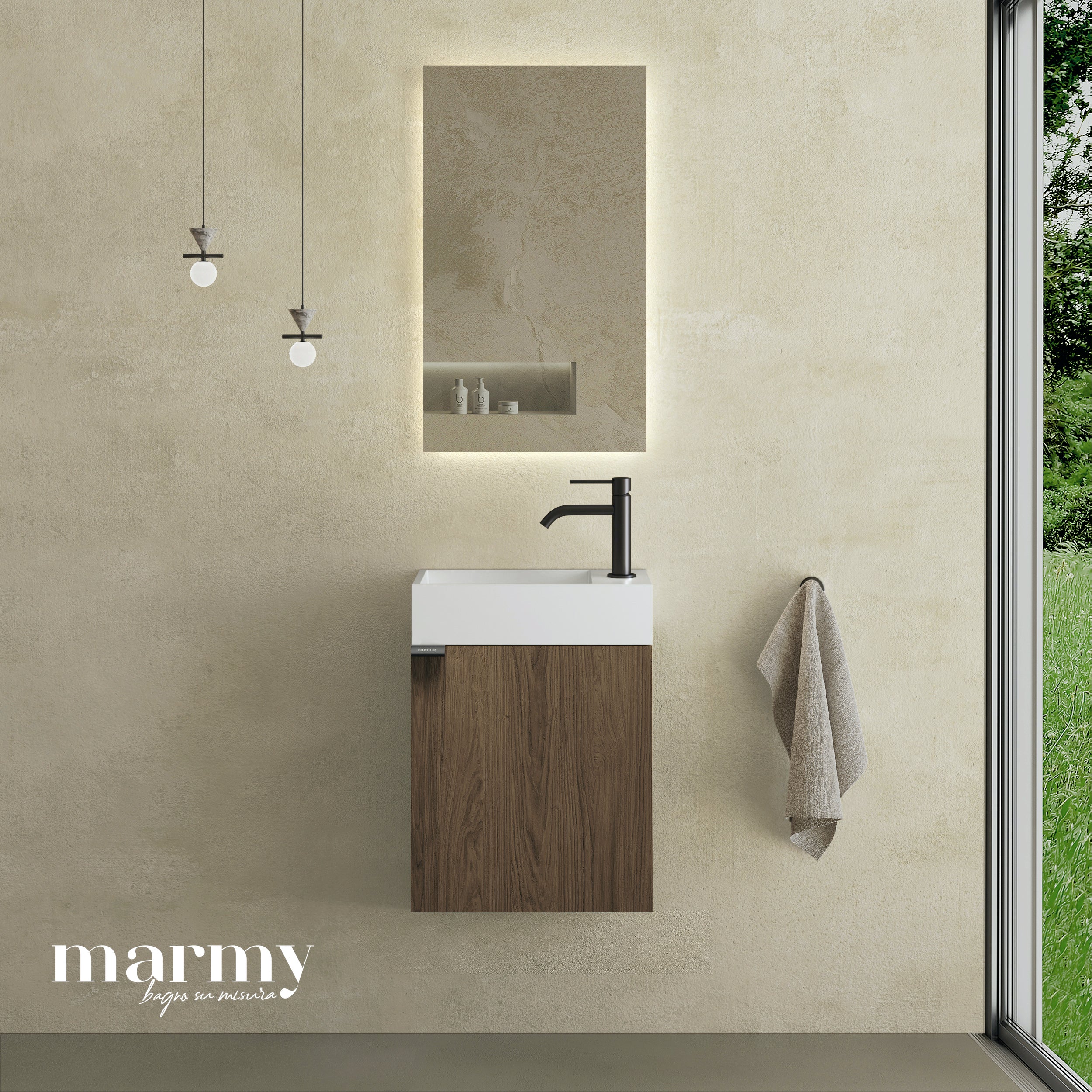 MARMY CODE 36x18x45 JOBBOS függ. alsószekrény, 1 ajtó, laminált (mosdó nélkül) - 20 10 01 04 12 74