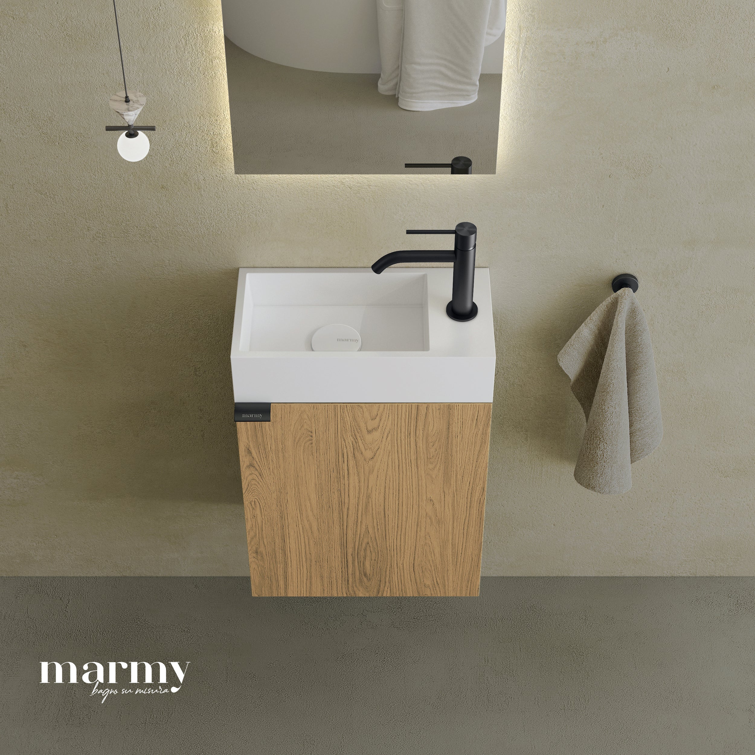 MARMY CODE 36x18x45 JOBBOS függ. alsószekrény, 1 ajtó, laminált (mosdó nélkül) - 20 10 01 04 12 74