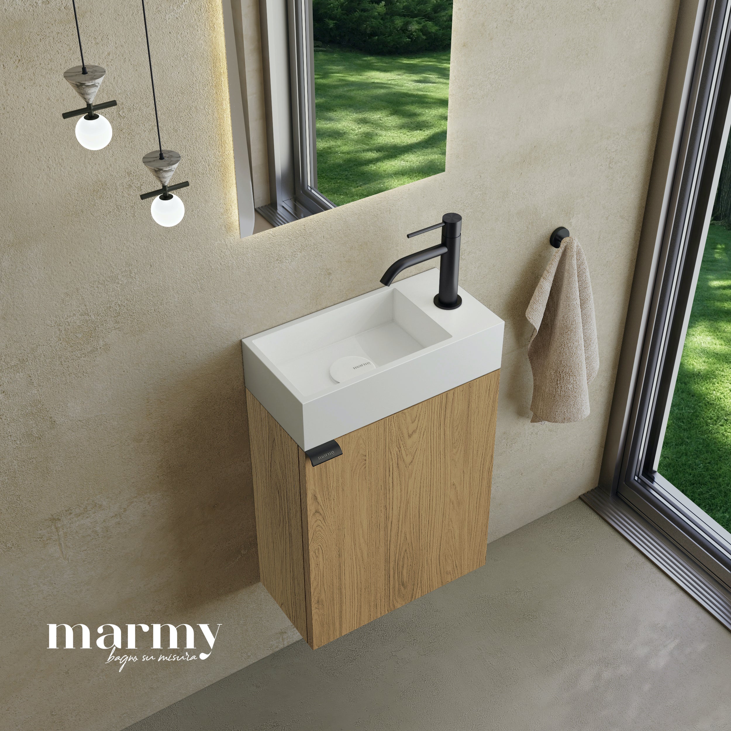 MARMY CODE 36x18x45 JOBBOS függ. alsószekrény, 1 ajtó, laminált (mosdó nélkül) - 20 10 01 04 12 74