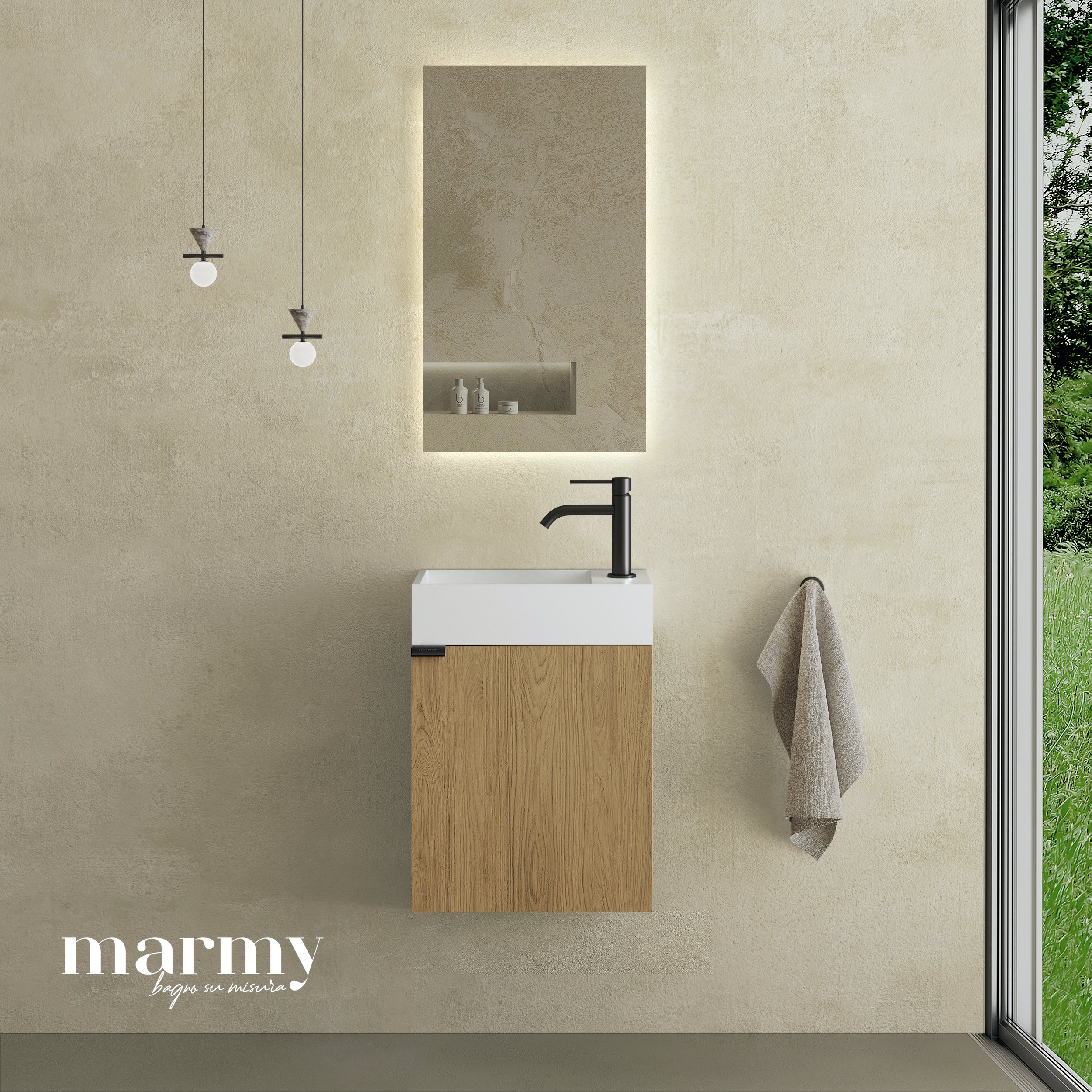 MARMY CODE 36x18x45 JOBBOS függ. alsószekrény, 1 ajtó, laminált (mosdó nélkül) - 20 10 01 04 12 74