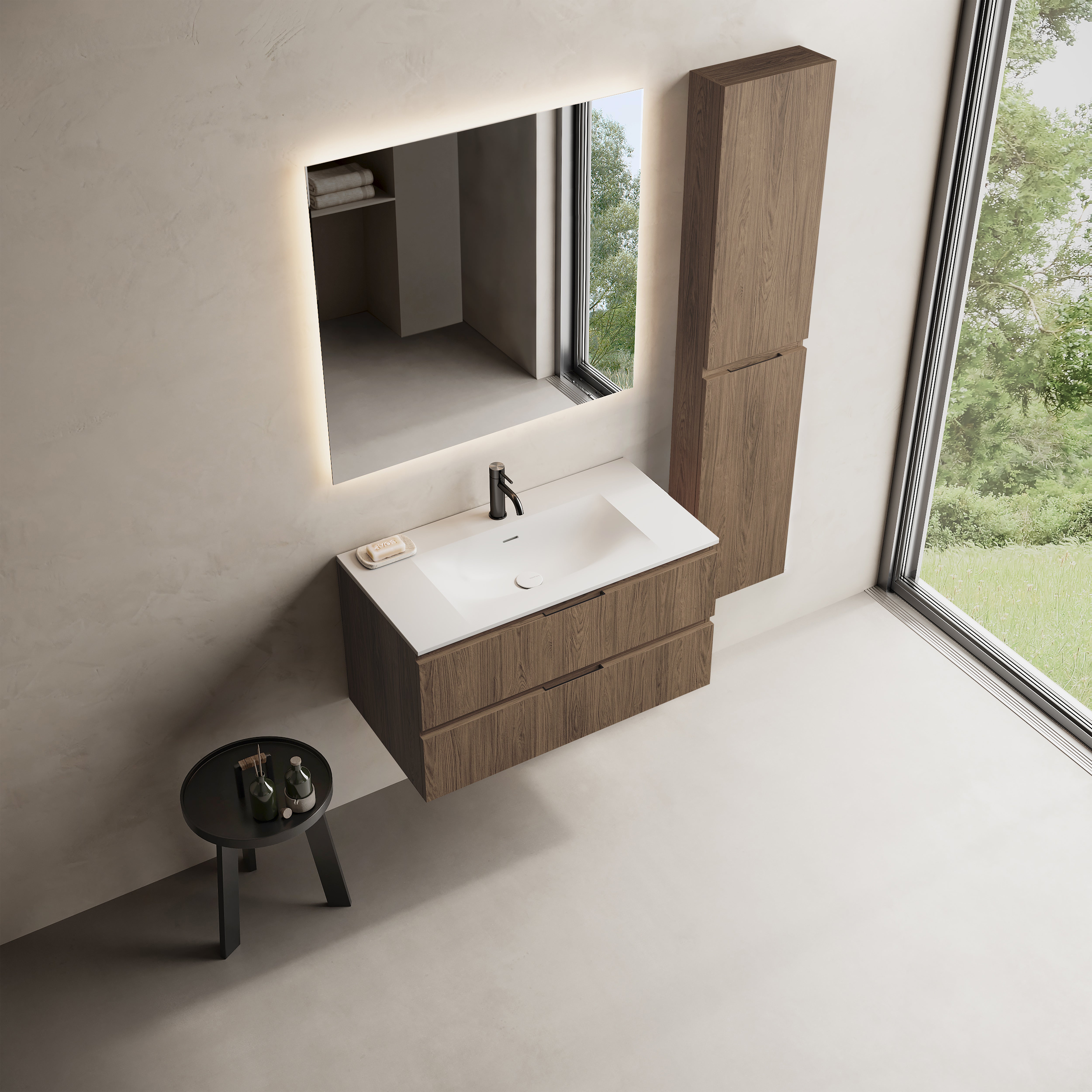 MARMY CODE 90x46x50 függesztett alsószekrény, 2 fiók, laminált (mosdó nélkül) - 20 20 22 09 00 86