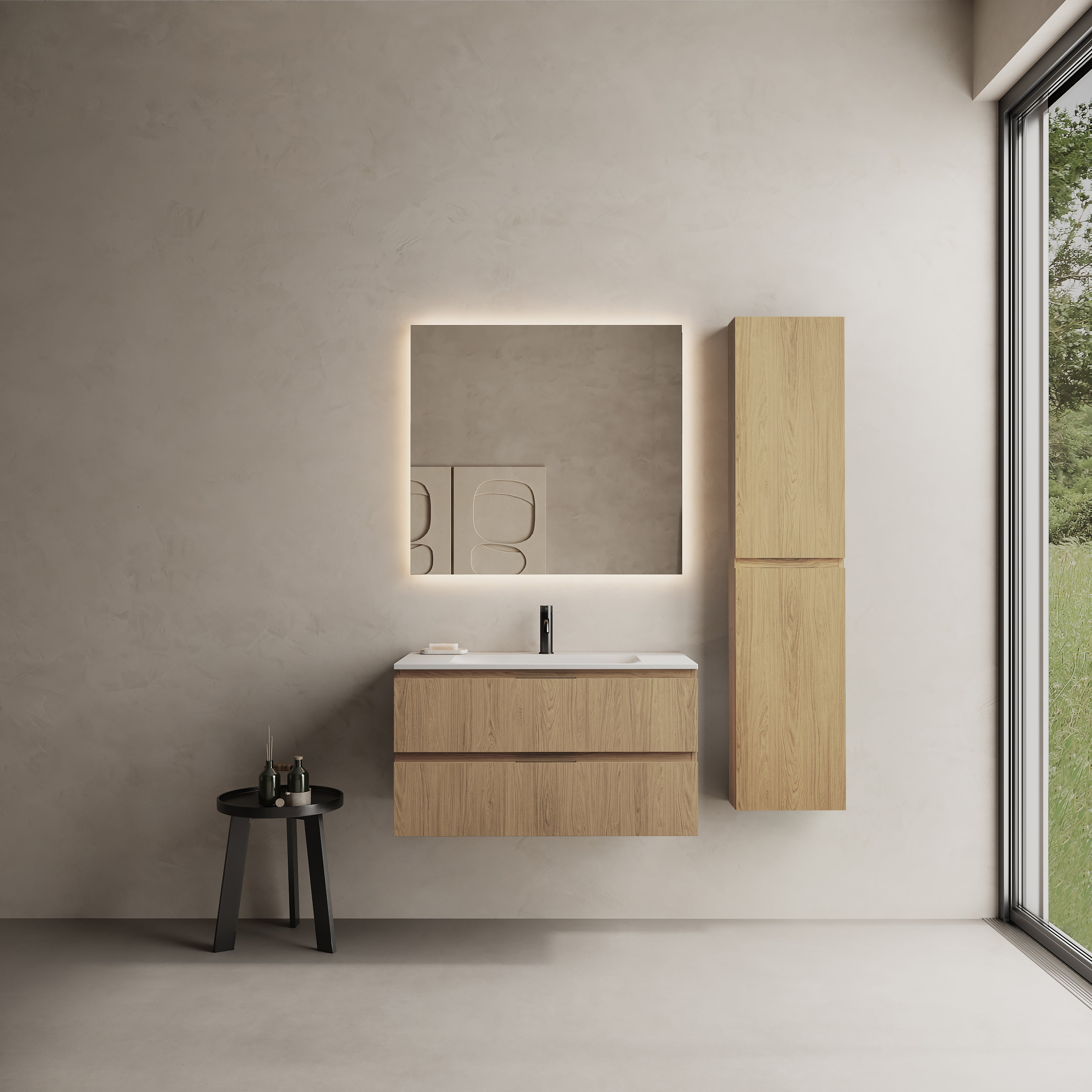 MARMY CODE 90x46x50 függesztett alsószekrény, 2 fiók, laminált (mosdó nélkül) - 20 20 22 09 00 86