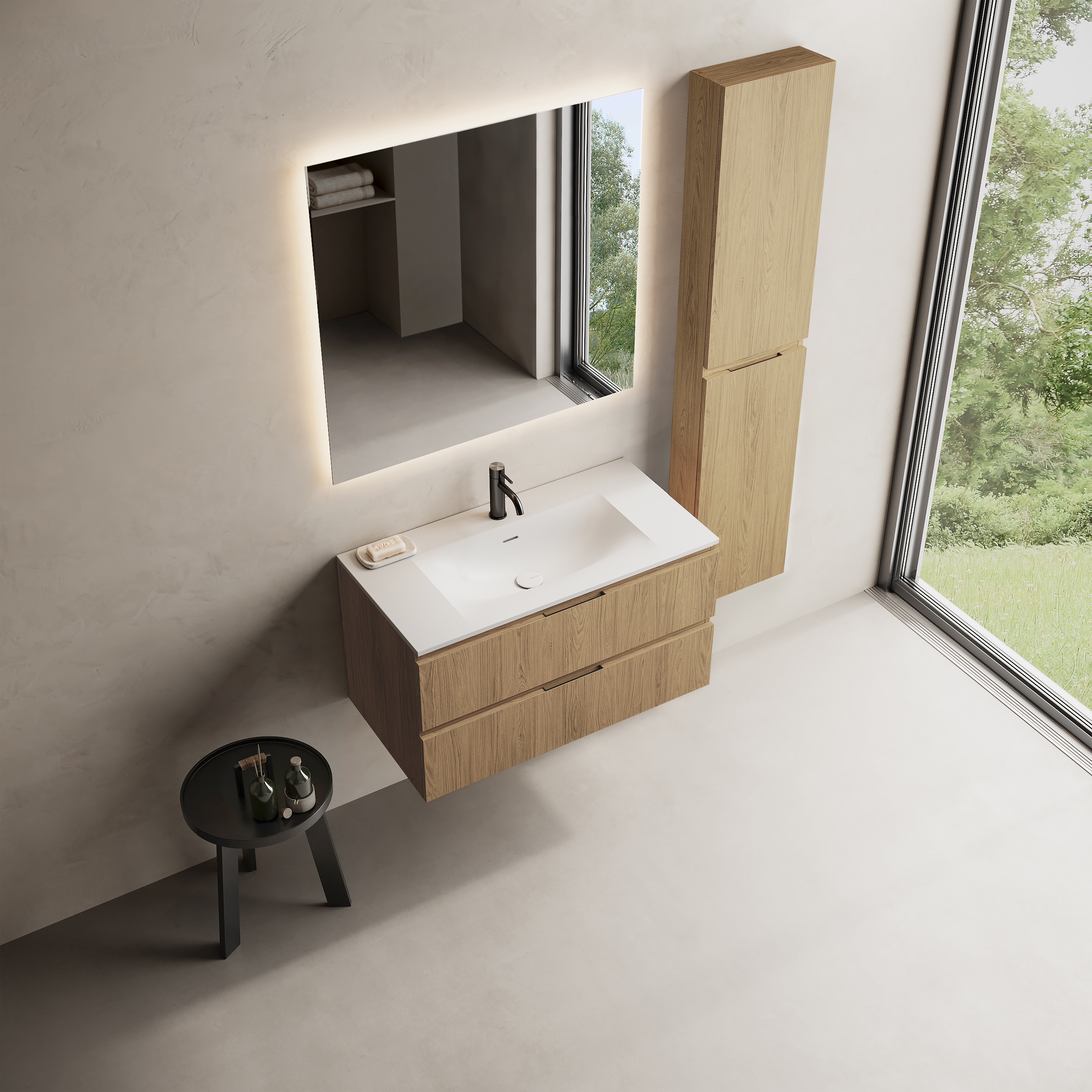 MARMY CODE 90x46x50 függesztett alsószekrény, 2 fiók, laminált (mosdó nélkül) - 20 20 22 09 00 86