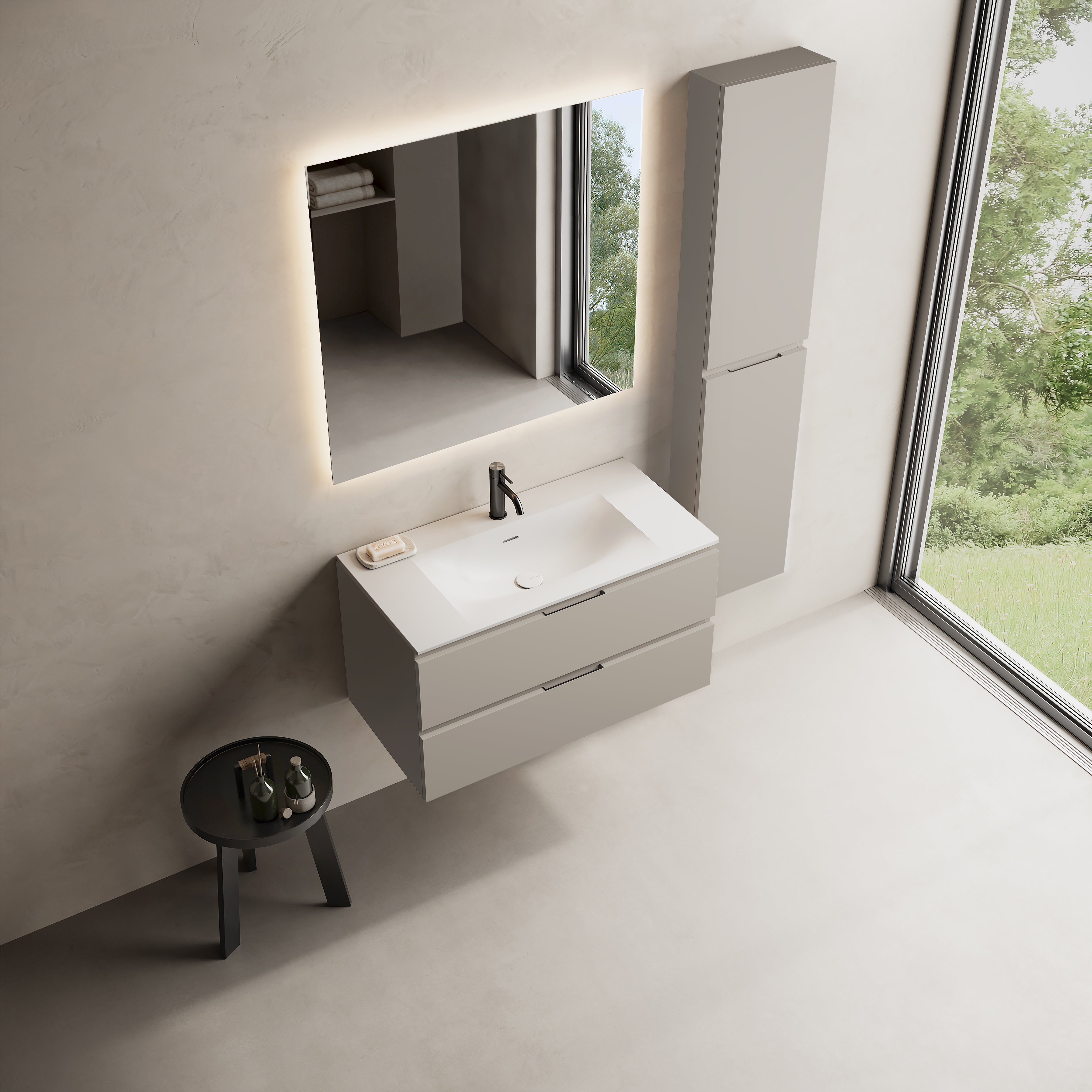 MARMY CODE 90x46x50 függesztett alsószekrény, 2 fiók, laminált (mosdó nélkül) - 20 20 22 09 00 86