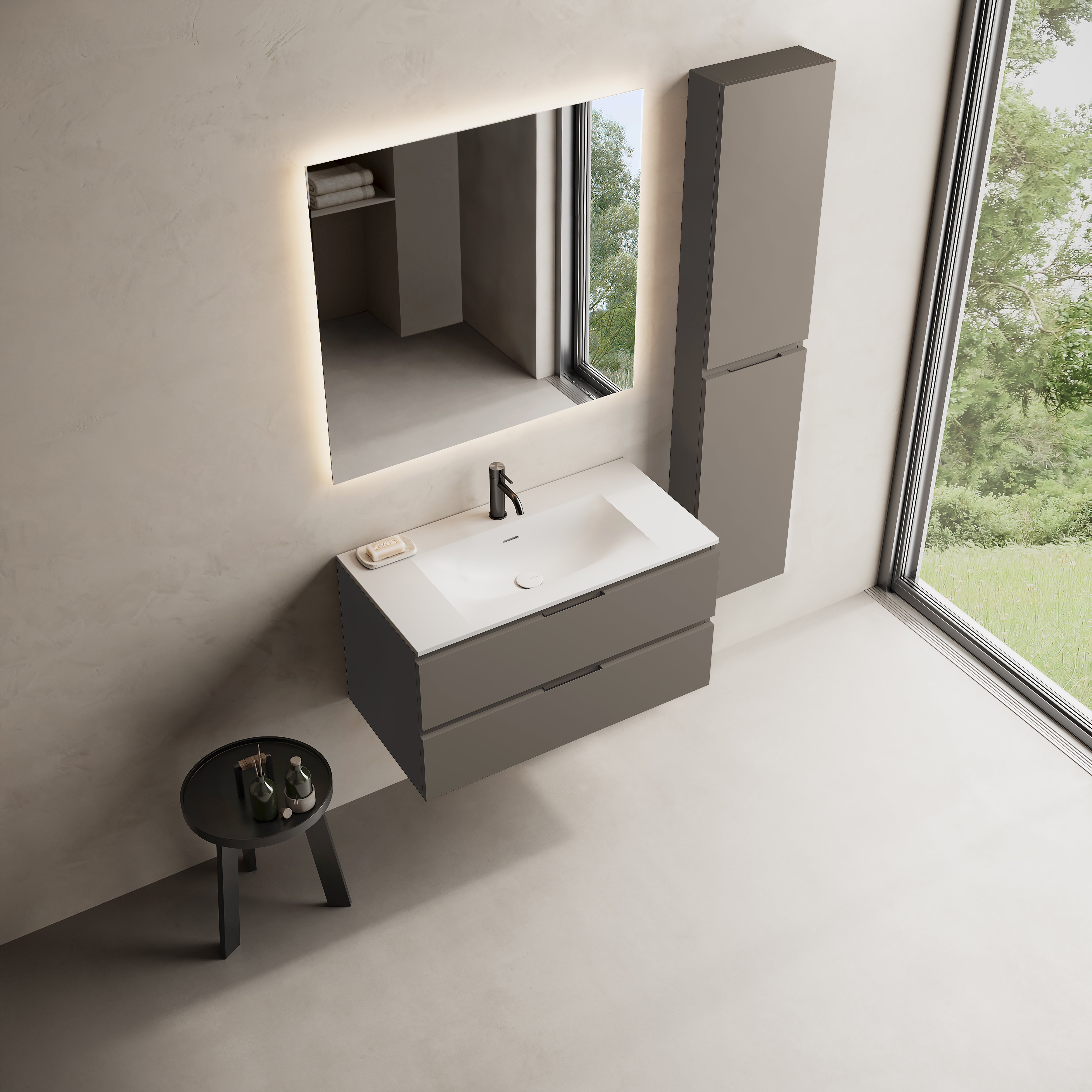 MARMY CODE 90x46x50 függesztett alsószekrény, 2 fiók, laminált (mosdó nélkül) - 20 20 22 09 00 86