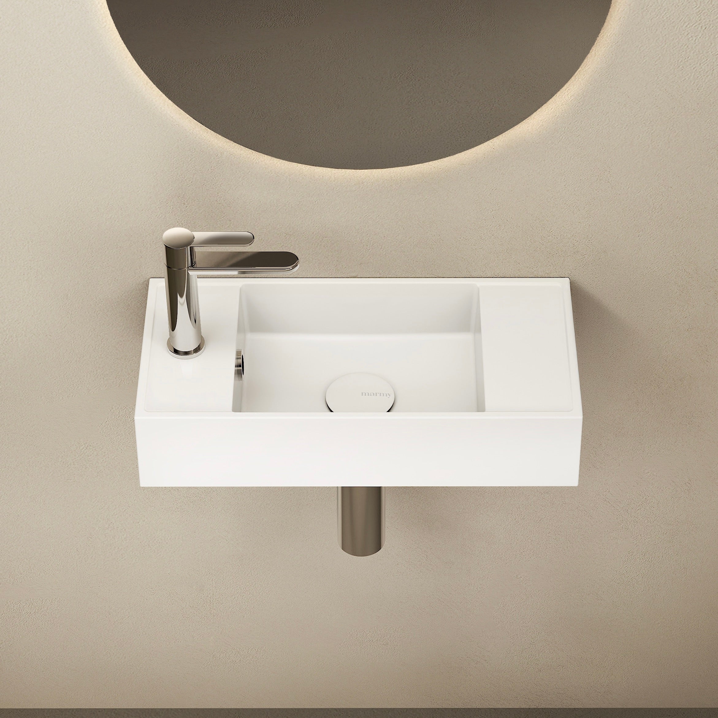 MARMY MARMY AXEL 46x22 JOBBOS kézmosó, FÉNYES FEHÉR - 2 100 02 05 21 18