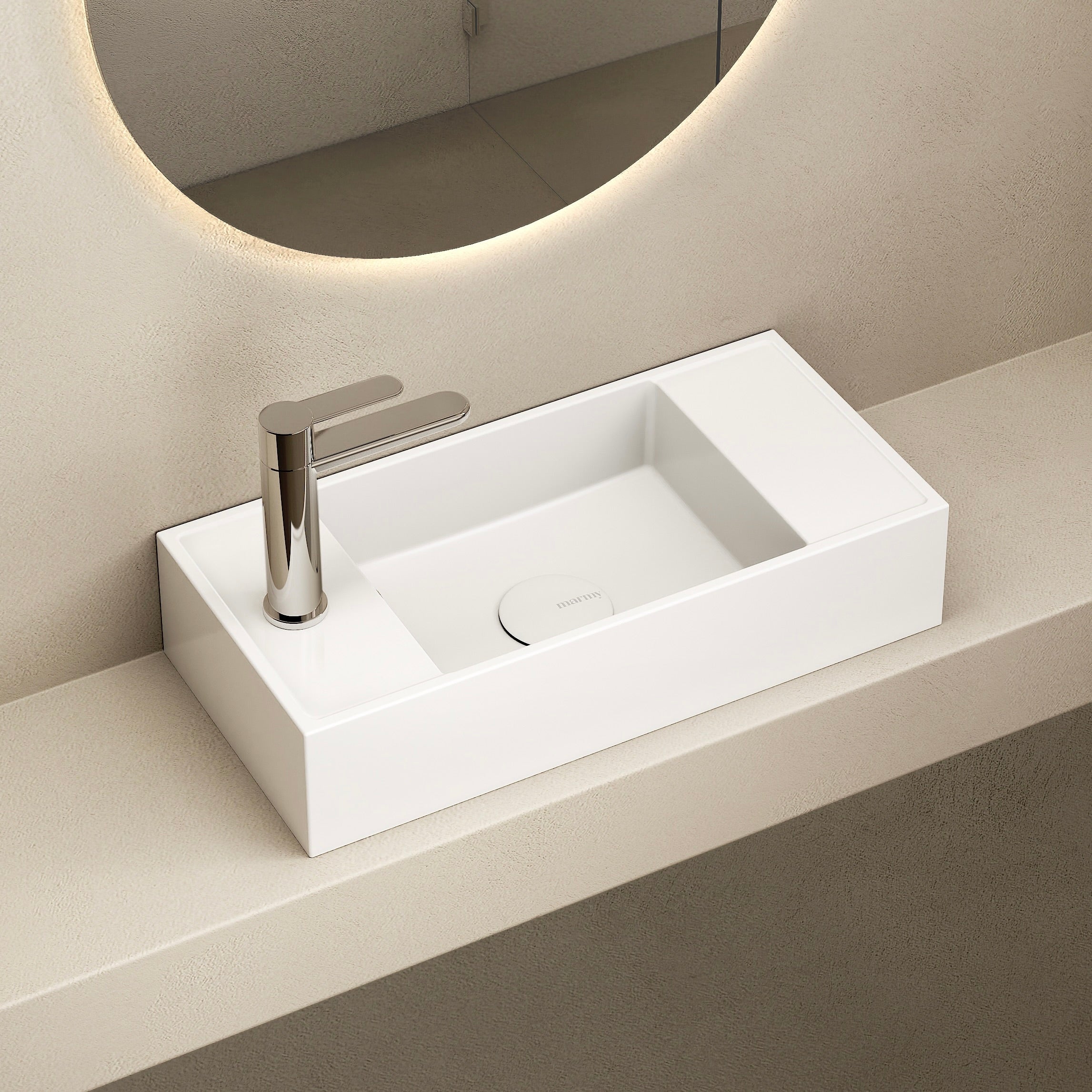 MARMY MARMY AXEL 46x22 JOBBOS kézmosó, FÉNYES FEHÉR - 2 100 02 05 21 18