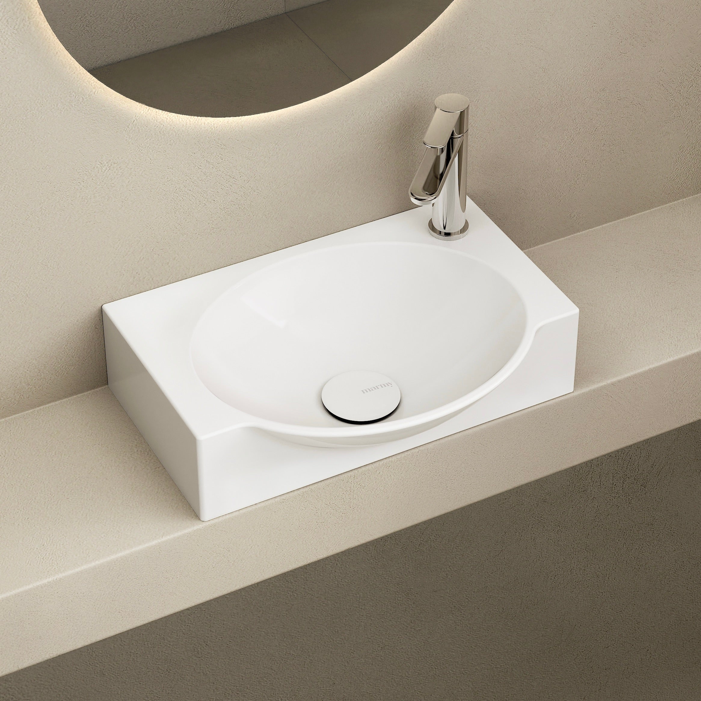 MARMY MARMY DOVE 40x30 balos mosdó, FÉNYES FEHÉR - 30 1010 04 31 10