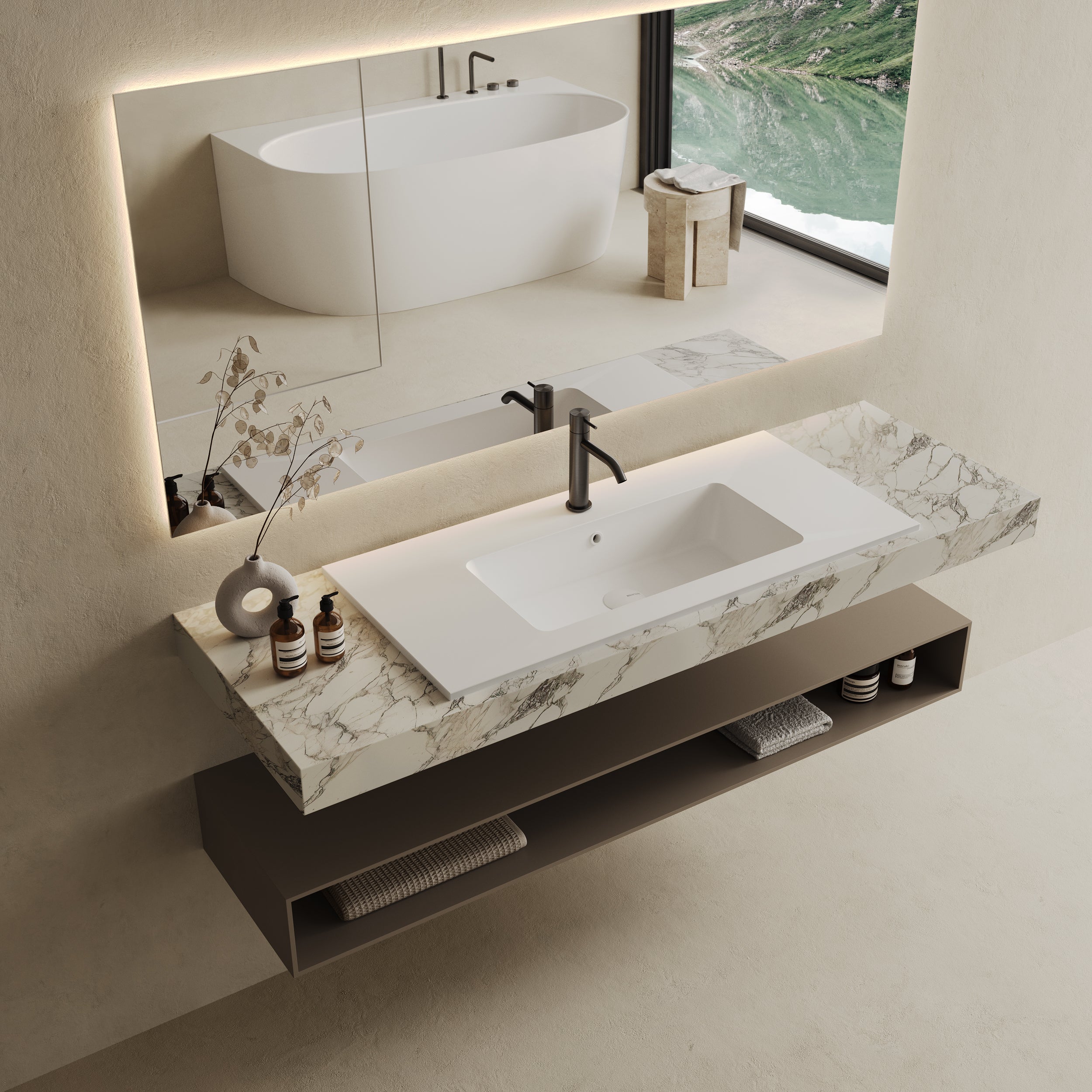 MARMY MARMY BERGAMO SLIM 100x46 mosdó, FÉNYES FEHÉR - 80 8128 10 11 10